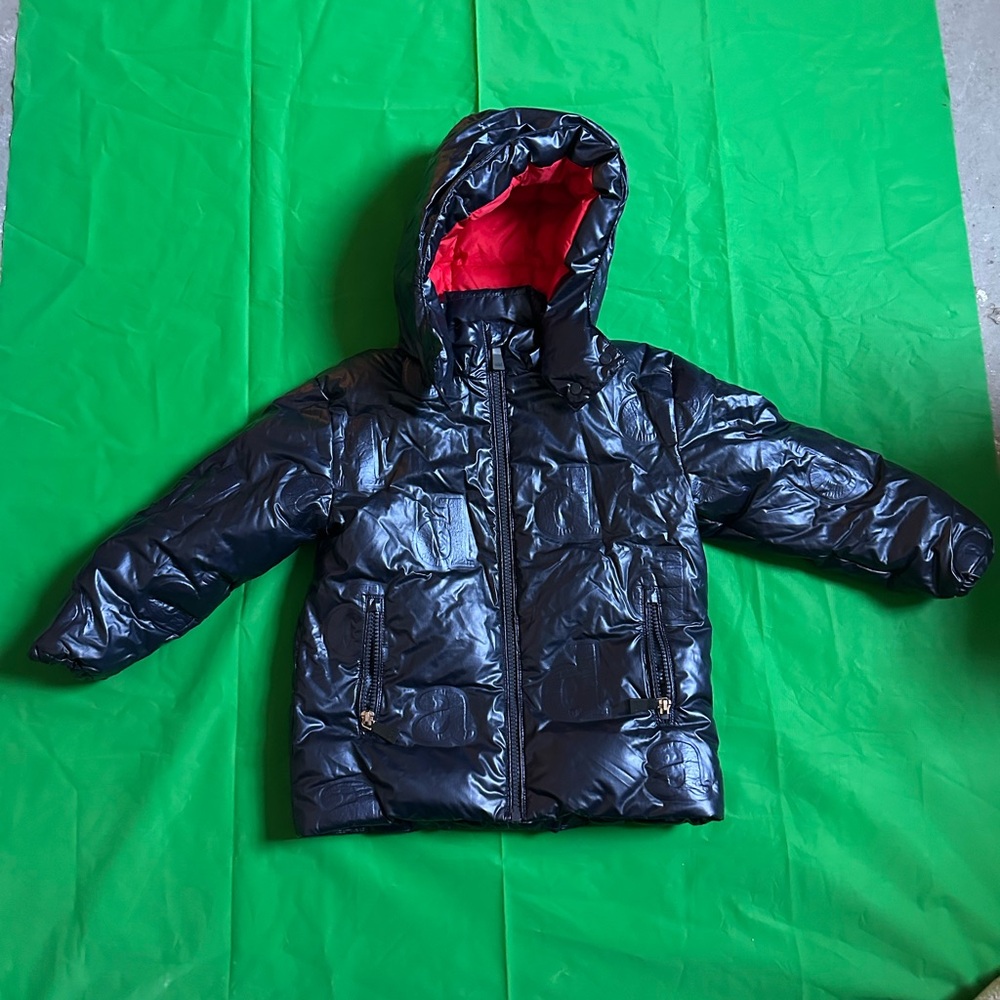 ADD Kids Shiny Blue Puffer Jacket with Red Lining Sz 4